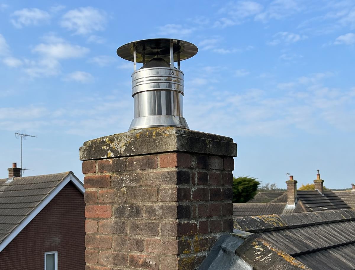 Chimney cowl fitted on a roof